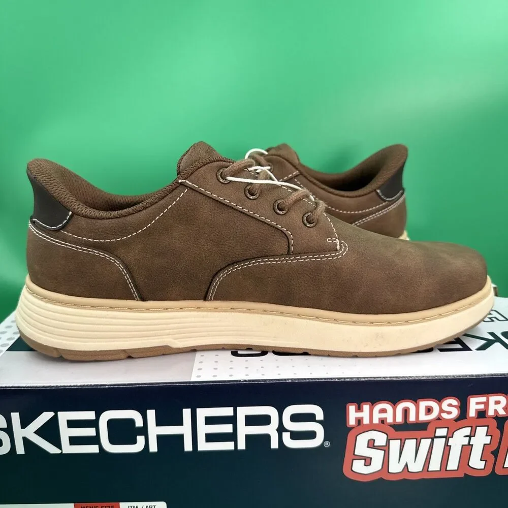 Skechers Hands Free Swift Fit Men’s 8.5 Brown Waterproof Casual Lace Sneakers